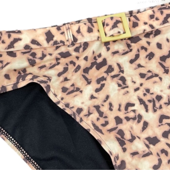 WeWoreWhat Emily Belted High-Waist Bikini Swim Bottom in Tortoise Shell - Picture 7 of 9